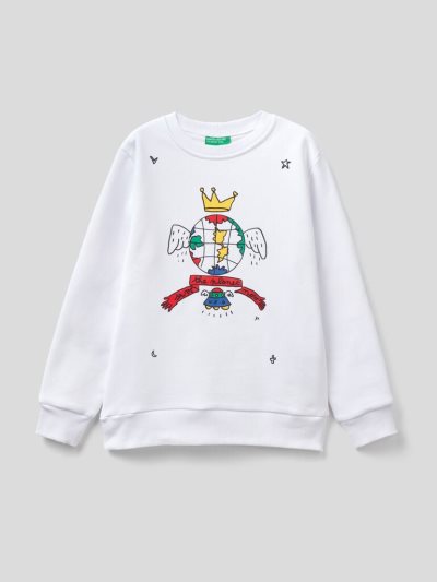 White Kids' Benetton Jccxucb Warm Print Sweatshirt | AU394787