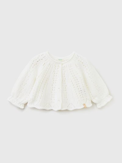 White Kids' Benetton Knit Lurex Cardigan | AU323015