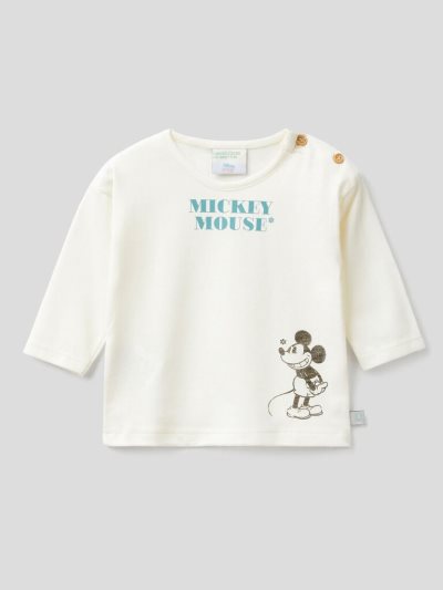 White Kids' Benetton Mickey & Friends Warm Cotton T Shirts | AU876979