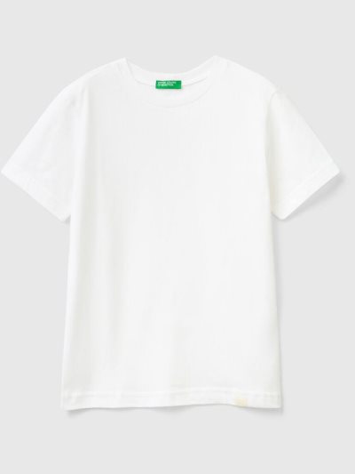 White Kids' Benetton Organic Cotton Short Sleeve T-shirts | AU849821