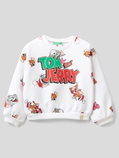 White Kids' Benetton Oversized Tom & Jerry Sweatshirt | AU714549