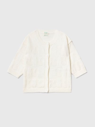 White Kids' Benetton Recycled Cotton Blend Cardigan | AU482202