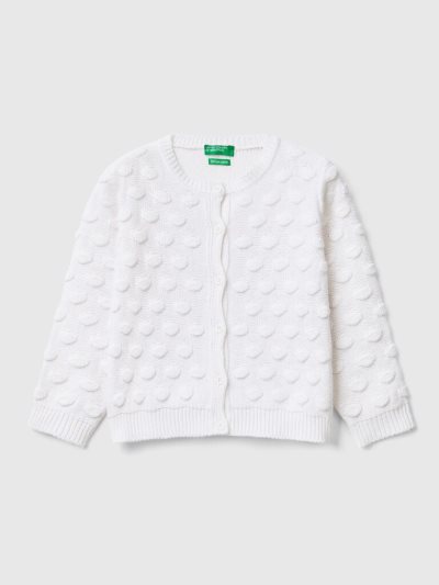 White Kids' Benetton Recycled Cotton Blend Cardigan | AU541033