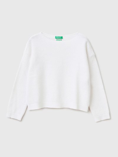 White Kids' Benetton Recycled Cotton Blend Sweaters | AU866895