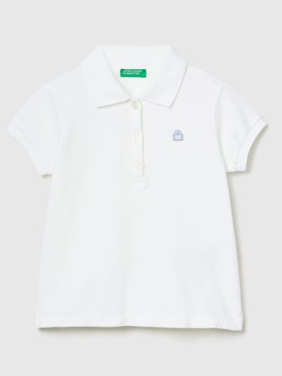 White Kids' Benetton Regular Fit Organic Cotton Polo Shirts | AU242197