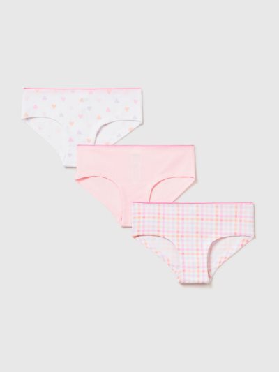 White Kids' Benetton Set Of Three Pairs Of Stretch Cotton Briefs | AU964947