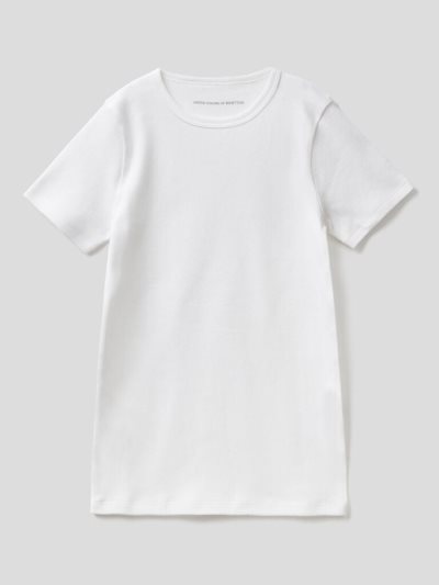 White Kids' Benetton Short Sleeve Warm Cotton T Shirts | AU114148