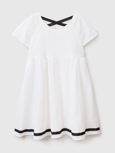 White Kids' Benetton Stretch Cotton Short Dress | AU167956