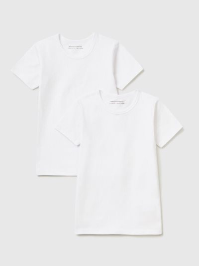 White Kids' Benetton Two Whites Organic Stretch Cotton T Shirts | AU959863