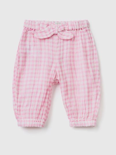 White Kids' Benetton Vichy Bow Trousers | AU777667