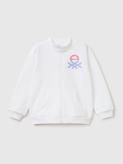 White Kids' Benetton Zip Organic Cotton Sweatshirt | AU246479