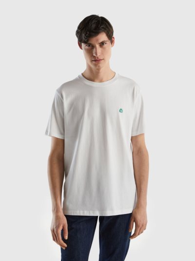 White Men's Benetton 100% Organic Cotton Basic Short Sleeve T-shirts | AU594598