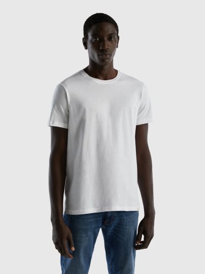 White Men's Benetton Short Sleeve T Shirts | AU658486