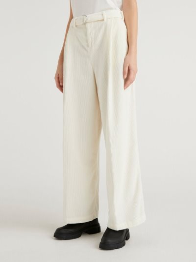 White Women's Benetton Jccxucb Oversized Velvet Trousers | AU577375