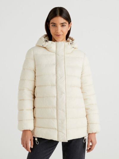 White Women's Benetton Padded 3d Wadding Jackets | AU140808