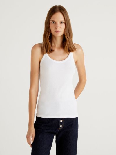 White Women's Benetton Pure Cotton Tanks | AU851060