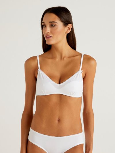 White Women's Benetton Semi-padded Triangle Bras | AU566783