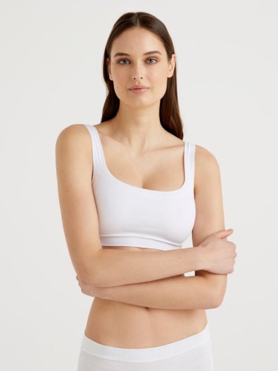 White Women's Benetton Super Stretch Organic Cotton Bras | AU517737