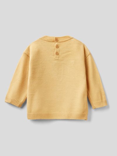 Yellow Kids' Benetton Crew Neck Embroidery Sweaters | AU913515