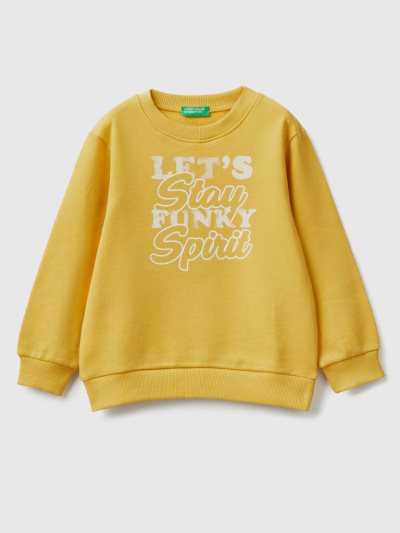 Yellow Kids' Benetton Crew Neck Print Sweatshirt | AU658214