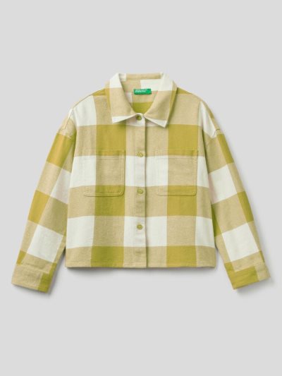 Yellow Kids' Benetton Cropped Check Shirts | AU600494