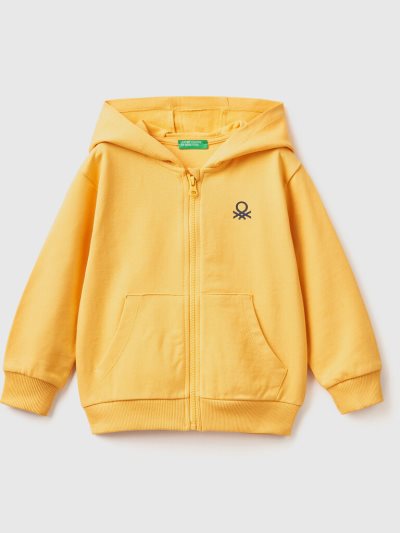 Yellow Kids' Benetton Logo Hoodie | AU997819