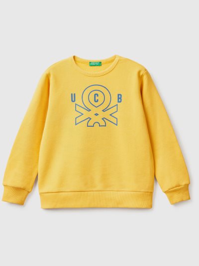 Yellow Kids' Benetton Logo Print Sweatshirt | AU024967