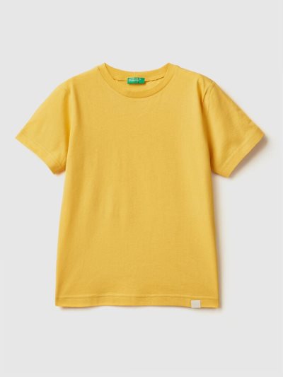 Yellow Kids' Benetton Organic Cotton Short Sleeve T-shirts | AU277661