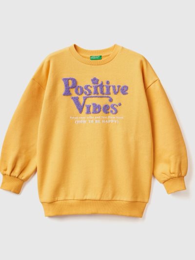 Yellow Kids' Benetton Oversized Embroidery Sweatshirt | AU767195