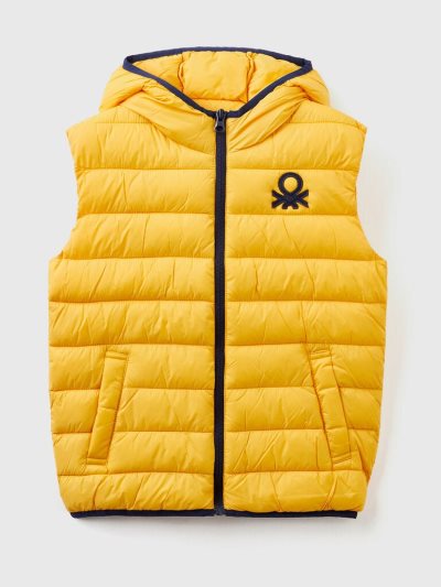 Yellow Kids' Benetton Padded Hood Light Jackets | AU187643