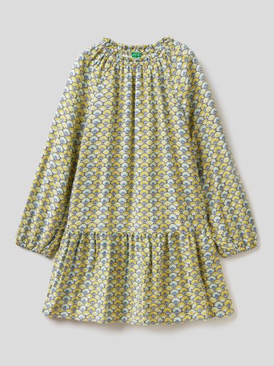 Yellow Kids' Benetton Patterned Viscose Dress | AU872601