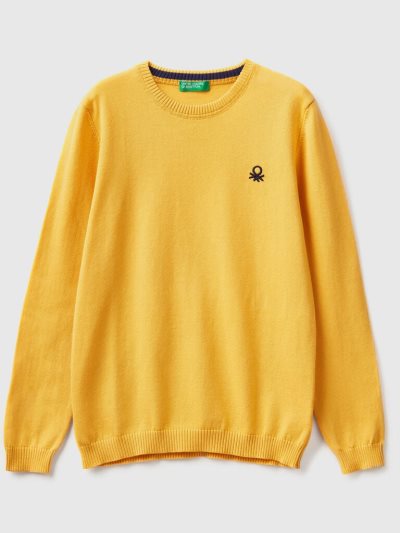 Yellow Kids' Benetton Pure Cotton Logo Sweaters | AU862042