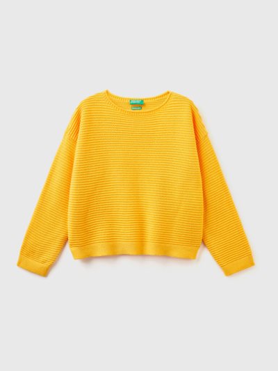 Yellow Kids' Benetton Recycled Cotton Blend Sweaters | AU204772