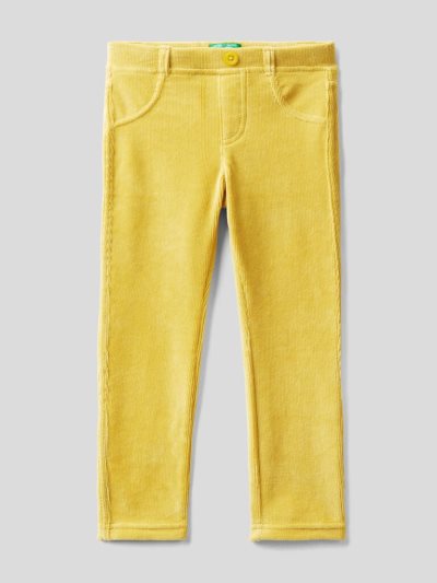 Yellow Kids' Benetton Ribbed Chenille Trousers | AU220299