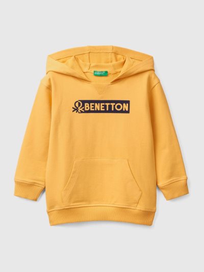 Yellow Kids' Benetton Stretch Organic Cotton Hoodie | AU565896