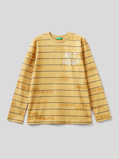 Yellow Kids' Benetton Striped Print Long Sleeve T-shirts | AU794969