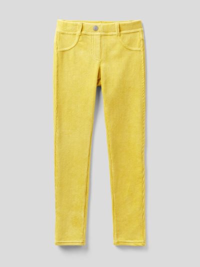 Yellow Kids' Benetton Super Skinny Chenille Trousers | AU199181