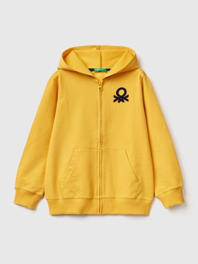 Yellow Kids' Benetton Zip-up Hoodie | AU177943