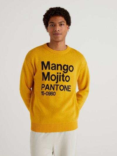 Yellow Men's Benetton Benettonxpantone™ Inlay Crew Neck Sweaters | AU842351