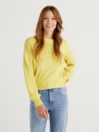 Yellow Women's Benetton Crew Neck Wool Blend Sweaters | AU925068