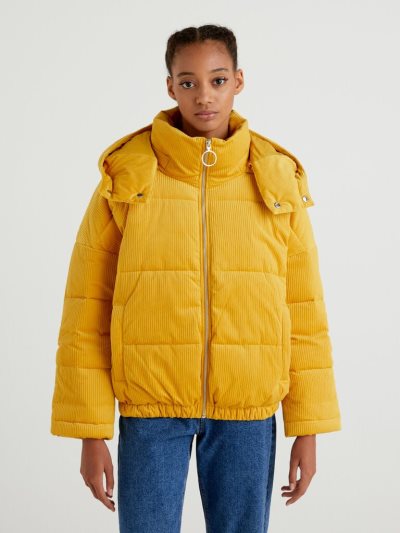 Yellow Women's Benetton Short Puffer Sustainable Padding Jackets | AU993352