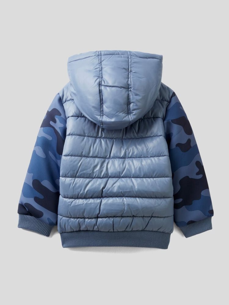 Air Force Blue Kids' Benetton Camouflage Sleeve Padded Jackets | AU975214