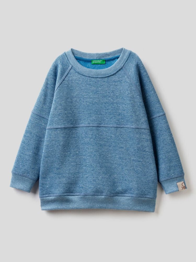 Air Force Blue Kids\' Benetton Crew Neck Recycled Fabric Sweatshirt | AU177449