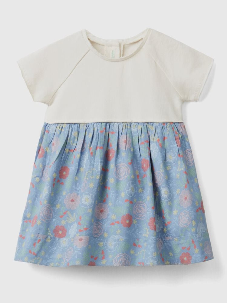 Air Force Blue Kids\' Benetton Flowers Sustainable Viscose Dress | AU235900