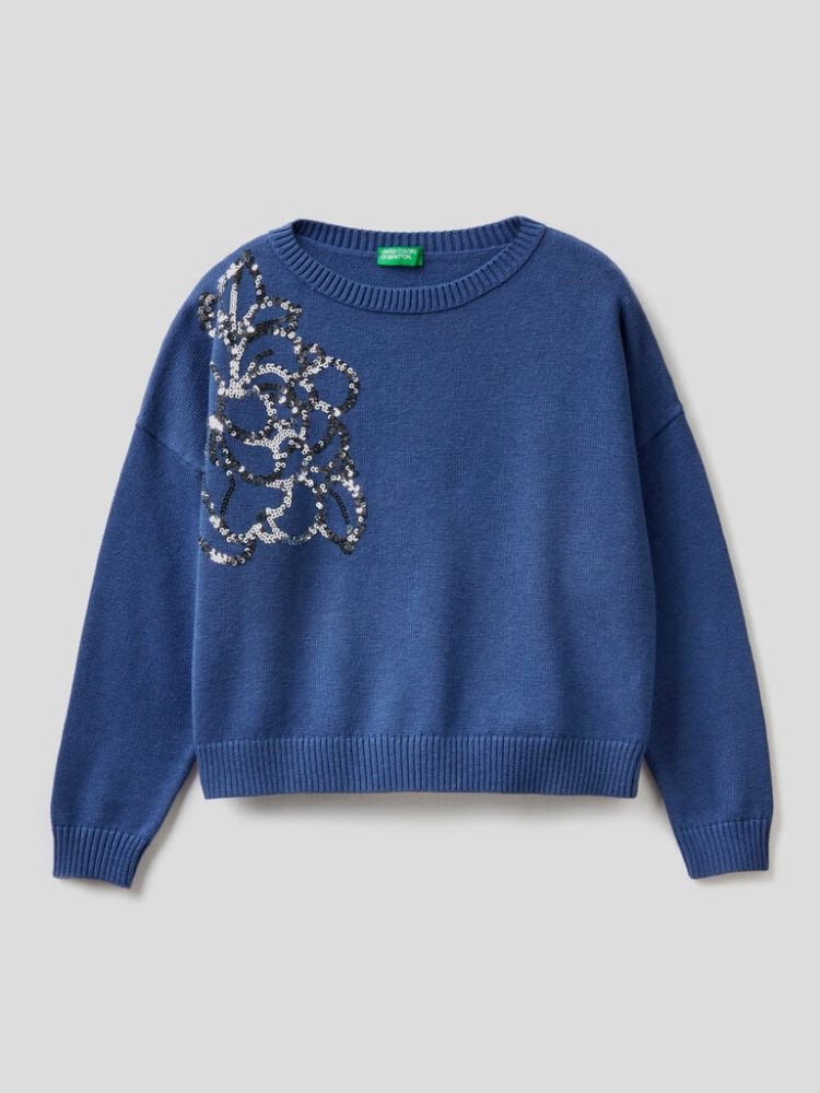 Air Force Blue Kids\' Benetton Sequins Sweaters | AU334514