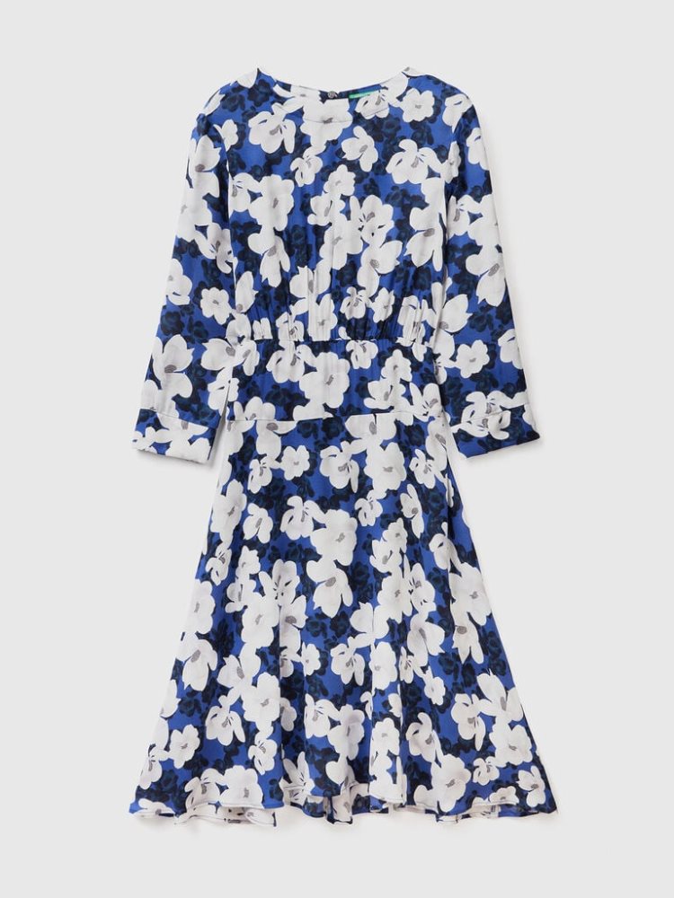 Air Force Blue Women's Benetton Flowy Floral Dress | AU975303