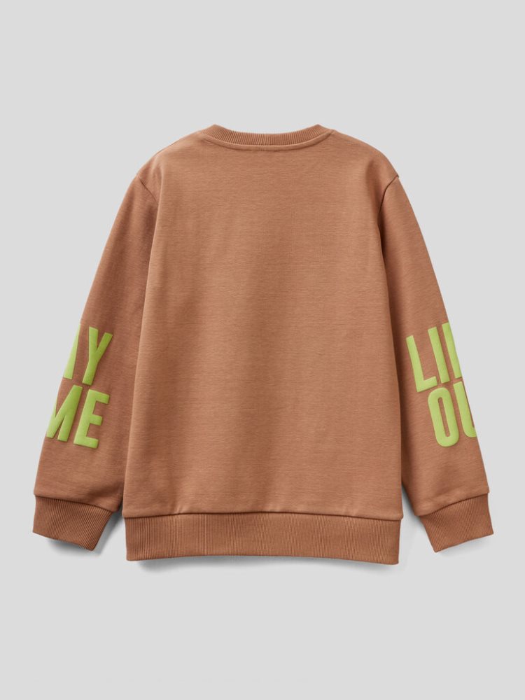 Beige Kids' Benetton Embossed Print Sweatshirt | AU525023