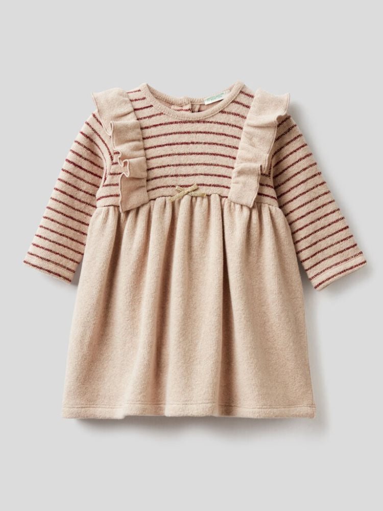 Beige Kids\' Benetton Rouches And Lurex Dress | AU414218