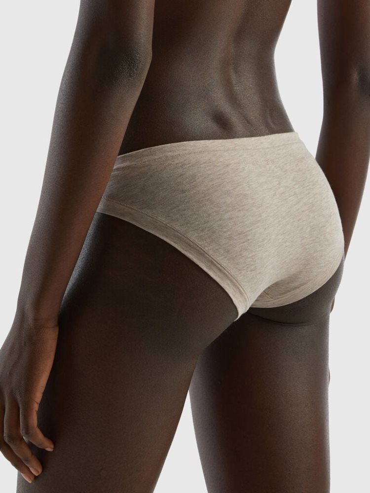 Beige Women's Benetton Low Rise Super Stretch Organic Cotton Knickers | AU329205