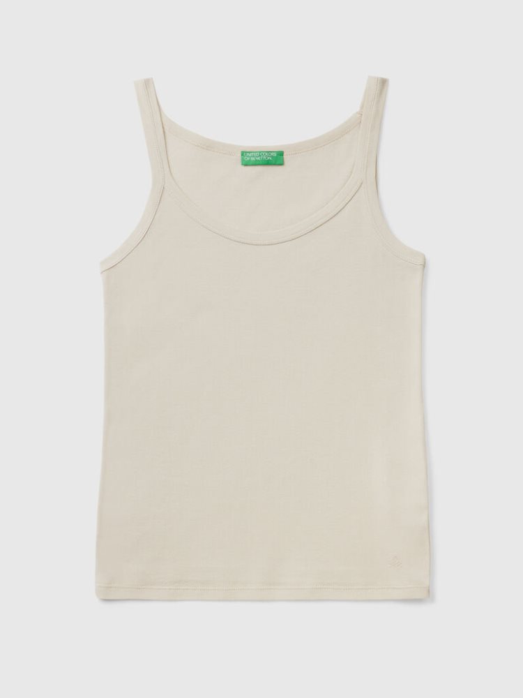 Beige Women's Benetton Pure Cotton Tanks | AU030352